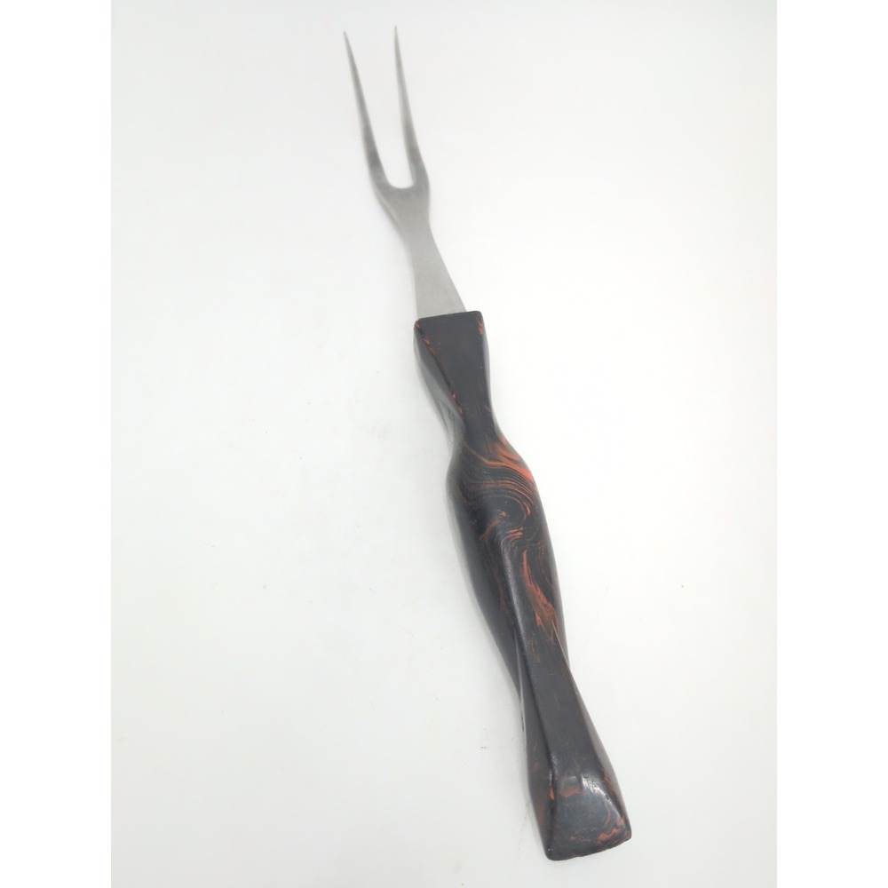 Cutco Carving Fork 1727 Brown Orange Marble Swirl Handle 2 Two Tines